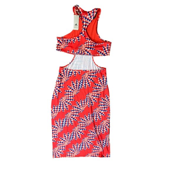 Adidas x Farm Rio Maxi Dress Womens XL NEW Bright Red - Picture 4 of 16